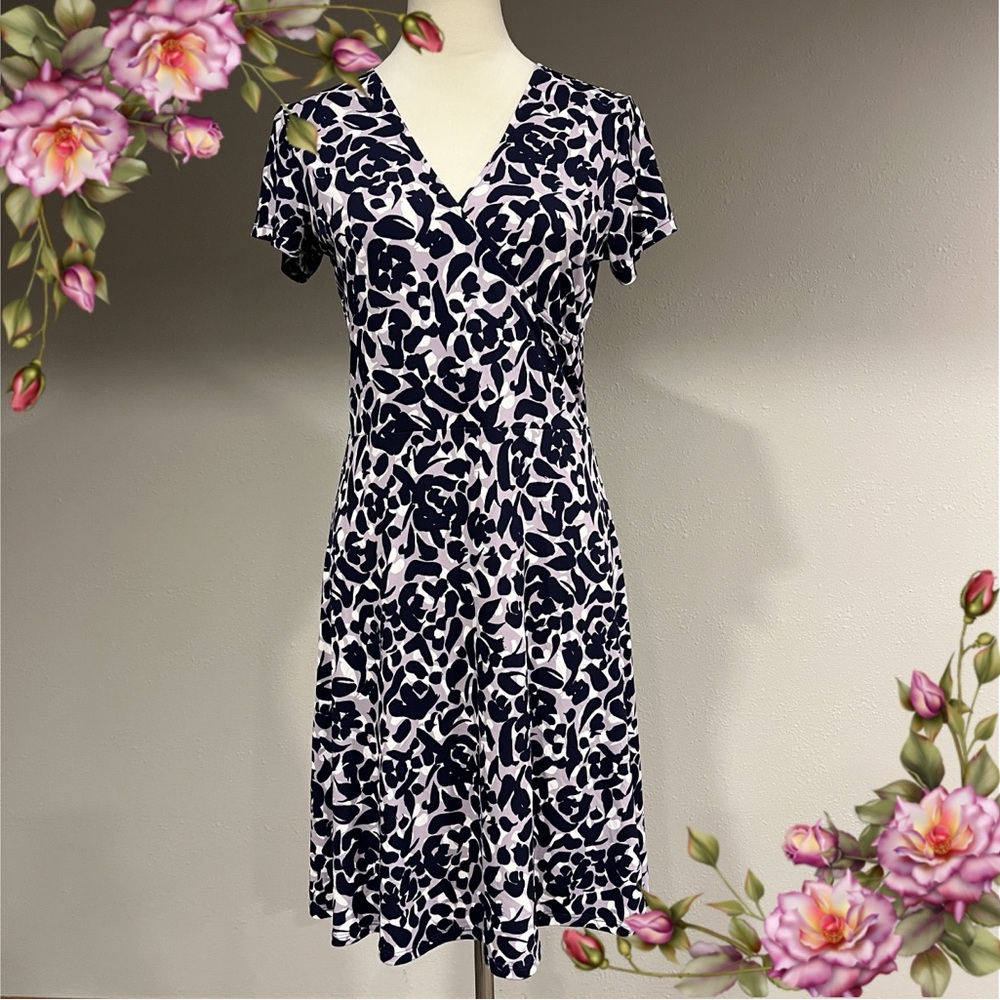 Leota Fake wrap short sleeve dress size medium